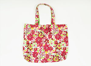 Pink & Green Floral Canvas Tote