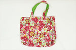 Pink & Green Floral Canvas Tote