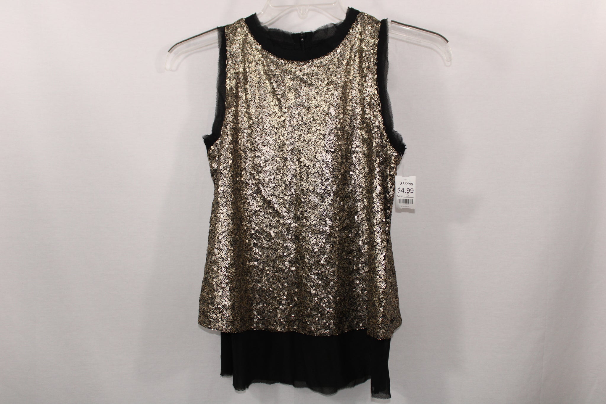 Xhilaration Gold Sequined Top | S