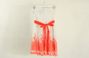 Rue 21 White Tulle Neon Orange/Pink Embroidered Strapless Dress | Size 7/8