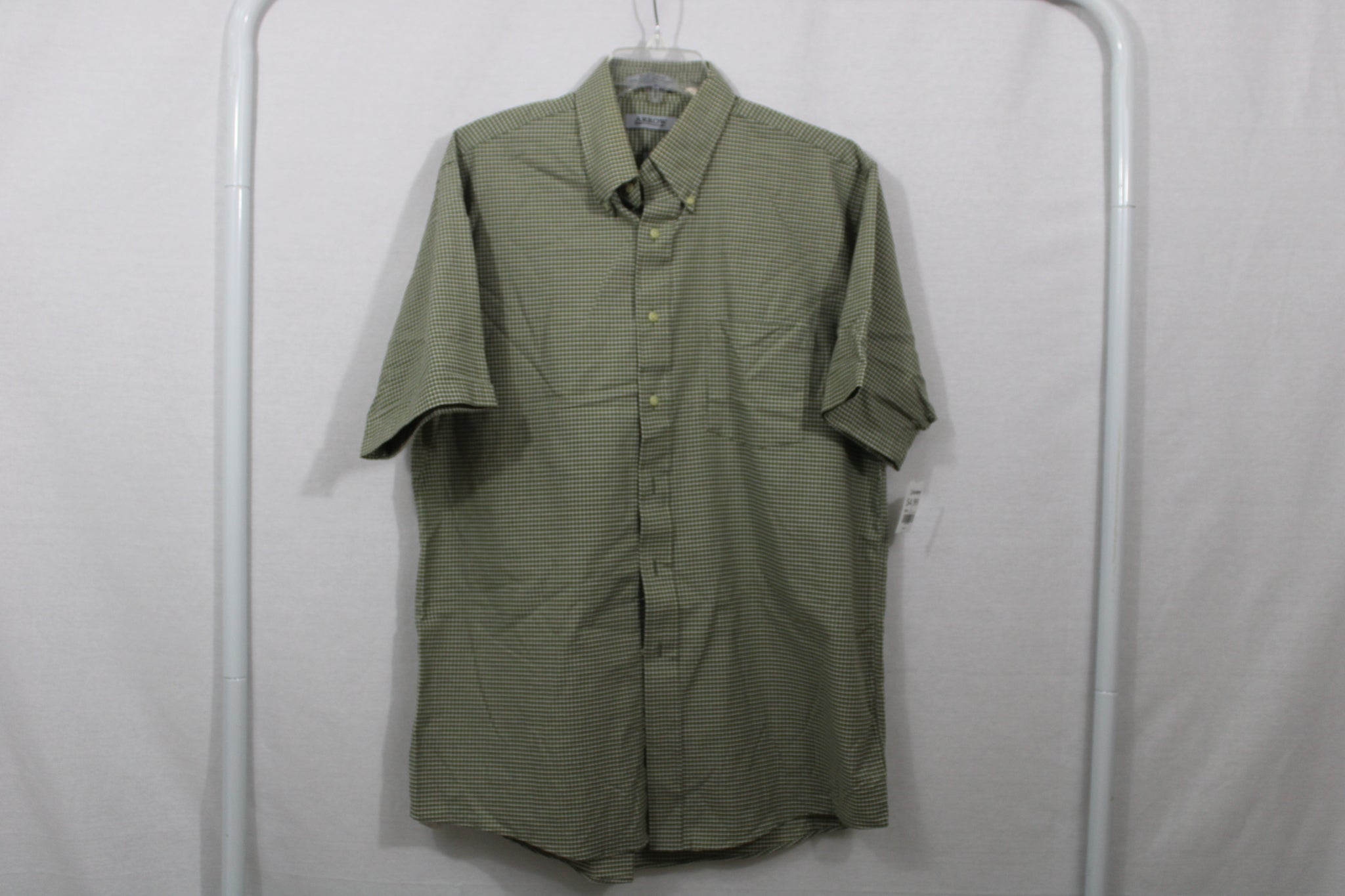 Arrow Dover Oxford Green Plaid Shirt | L