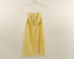 David's Bridal Yellow Strapless Dress | Size XS