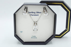Sterling Silver Pendant Cubic Zirconia 18" Necklace