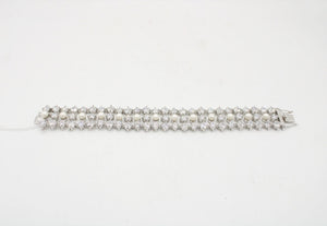 Beautiful Rhinestone & Faux Pearl Costume Jewelry Bracelet