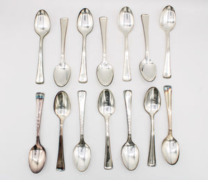 Vintage Victor S Co. Silver Overlay Spoon Set | 14 Pieces