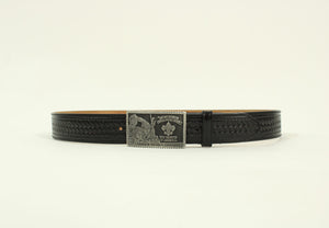 Boy Scout Solid Pewter Cowhide Leather Black Belt | Size 38 | 35-39"