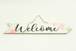 "Welcome" Floral Wall Arrow Decor | 24" x 5"