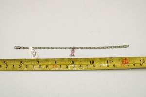 Sterling Silver Pink Ribbon Bracelet