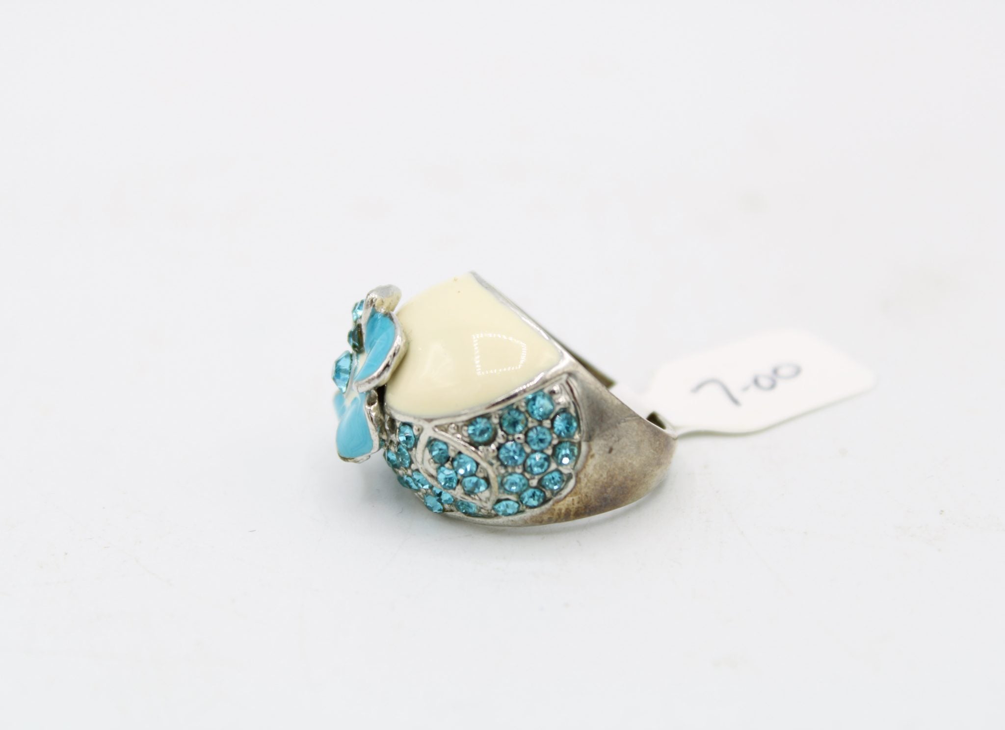 Blue Stone Flower Ring | Size 8