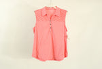 NEW Croft&Barrow Coral Collared Sleeveless Eyelet Detail Top | Size L