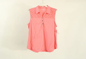 NEW Croft&Barrow Coral Collared Sleeveless Eyelet Detail Top | Size L