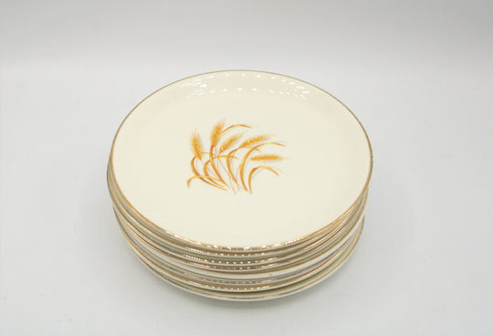 Golden Wheat Homer Laughlin 22K Gold Oven Proof Made In USA Dessert Plates Set Of 8