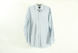 Kirkland Signature Blue & Green Striped Non-Iron Button Down Shirt | Size 16 1/2 36