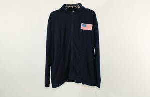 Navy Blue Fleece Jacket with USA Flag | Size L