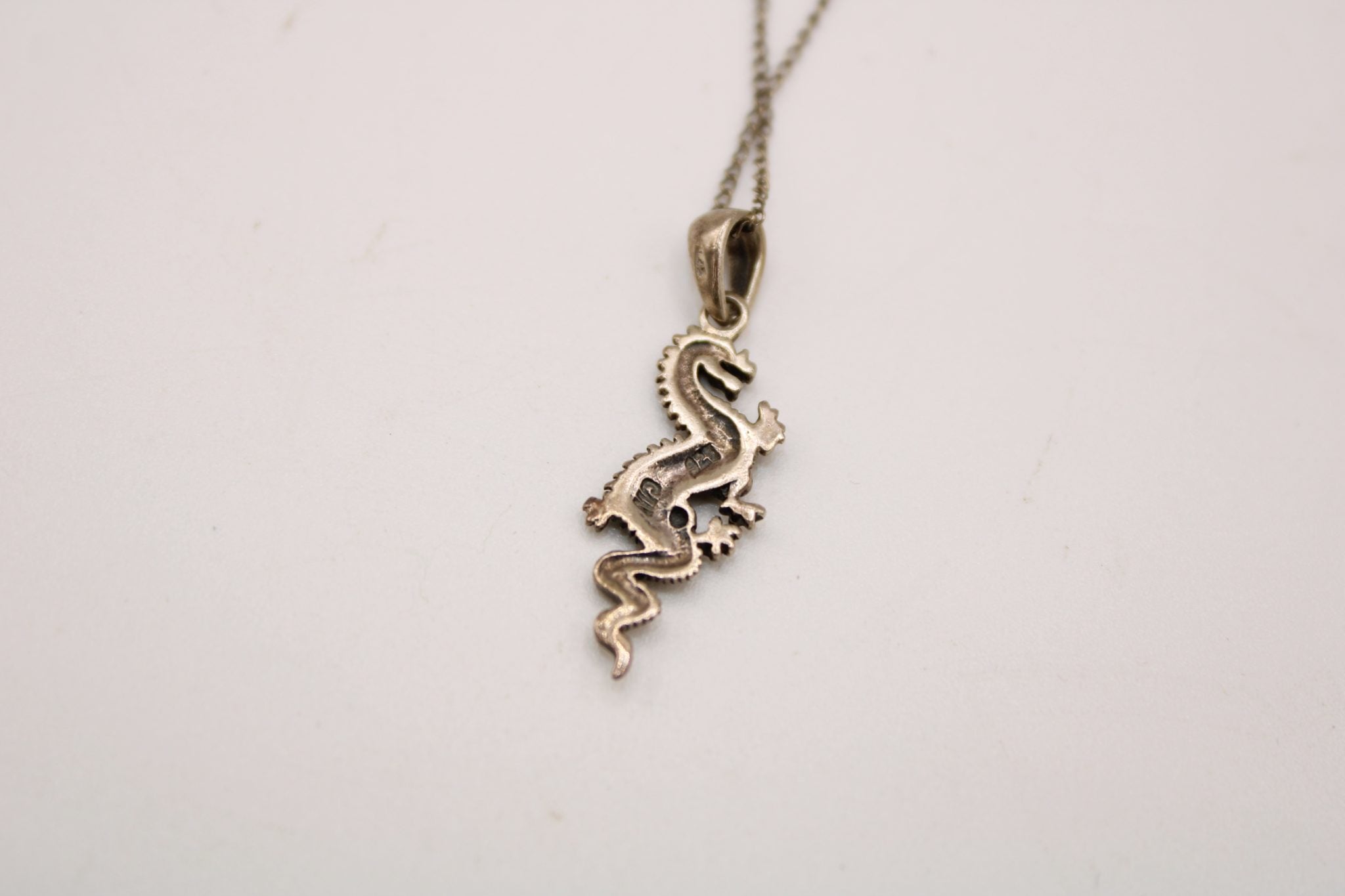 Silver Necklace with Dragon Pendant
