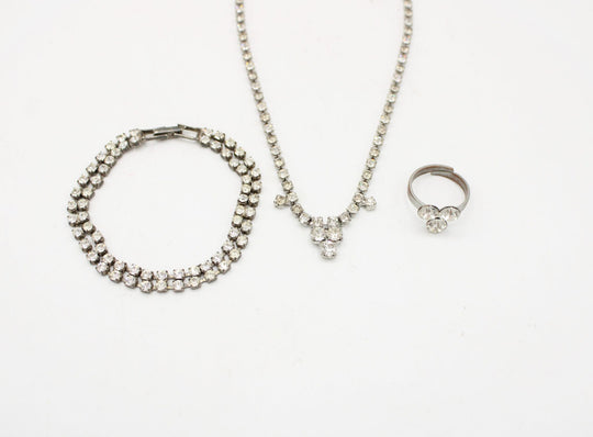 Vintage Rhinestone Costume Jewelry Set