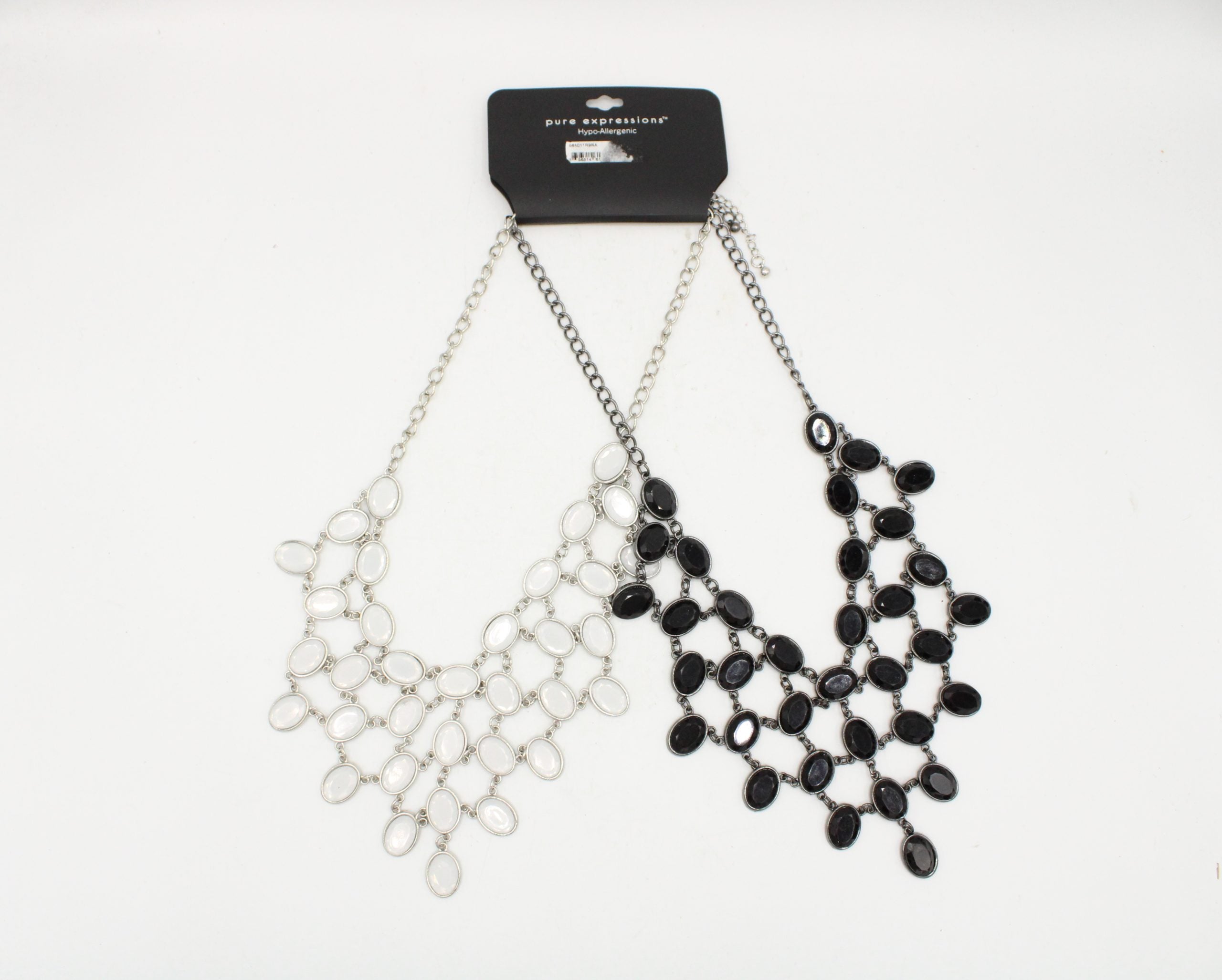 Pure Expressions Hypo-Allergenic Black & White Stone Necklaces Pack