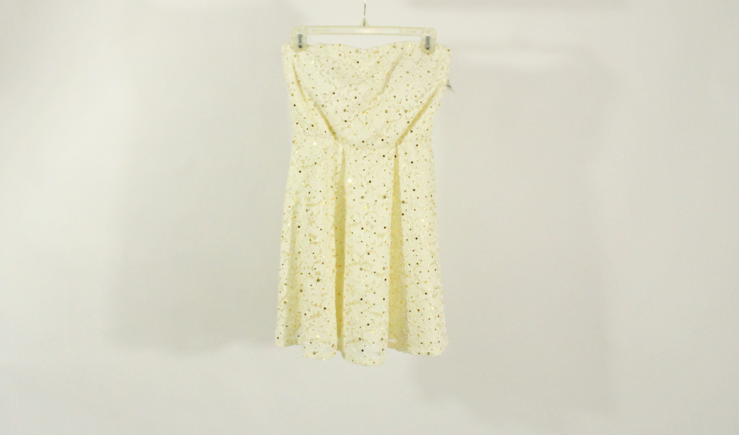 As U Wish Cream Sequined Strapless Dress | Size S