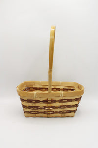 Wooden Woven Basket W/ Handle