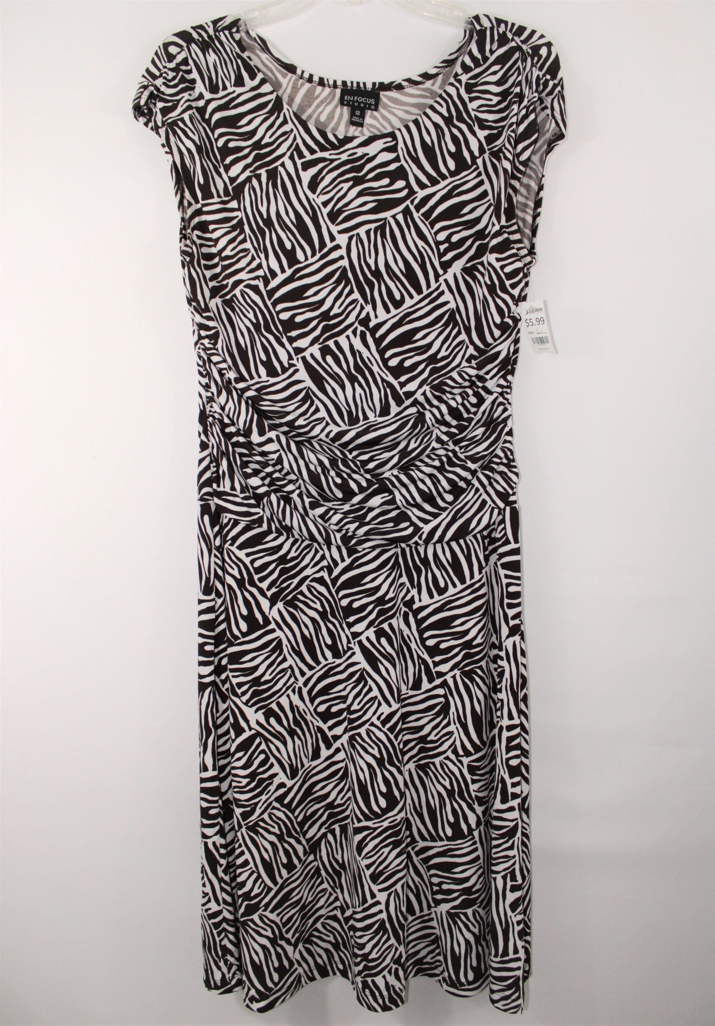 En Focus Studio Brown Zebra Striped Dress | Size 12