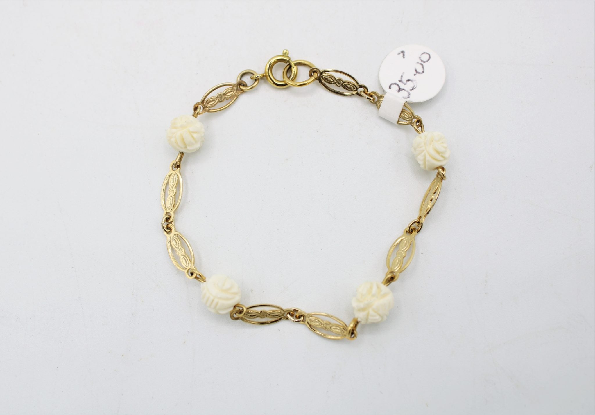 Gold White Rose Bracelet