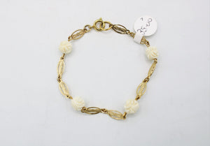 Gold White Rose Bracelet