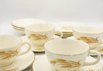 Homer Laughlin Golden Wheat 22KT Gold Tea Cups Saucers & Desserts Plates