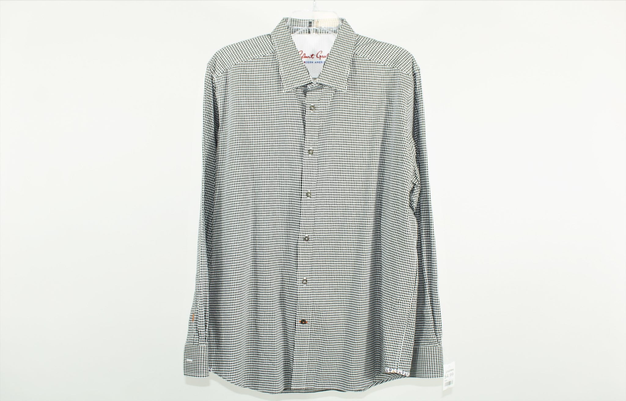 Robert Graham Modern American Tailored Fit Houndstooth Designer Shirt | XL