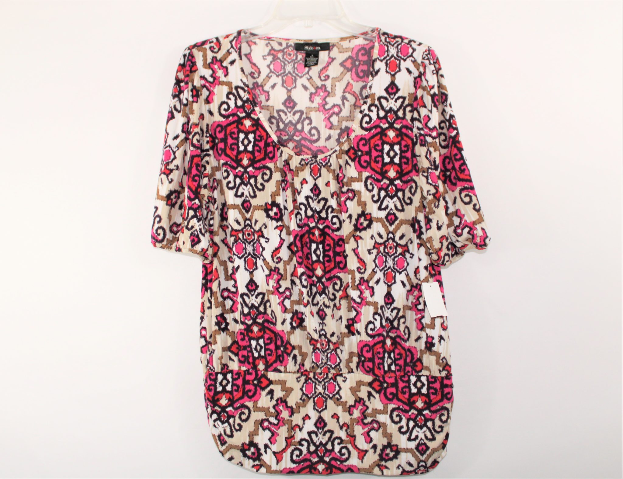Style & Co. Pink Patterned Top | L