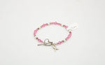 Breast Cancer Pink Beaded Sterling Silver Toggle Clasp Bracelet