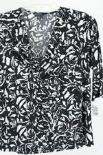 George White & Black Patterned Top | Size M