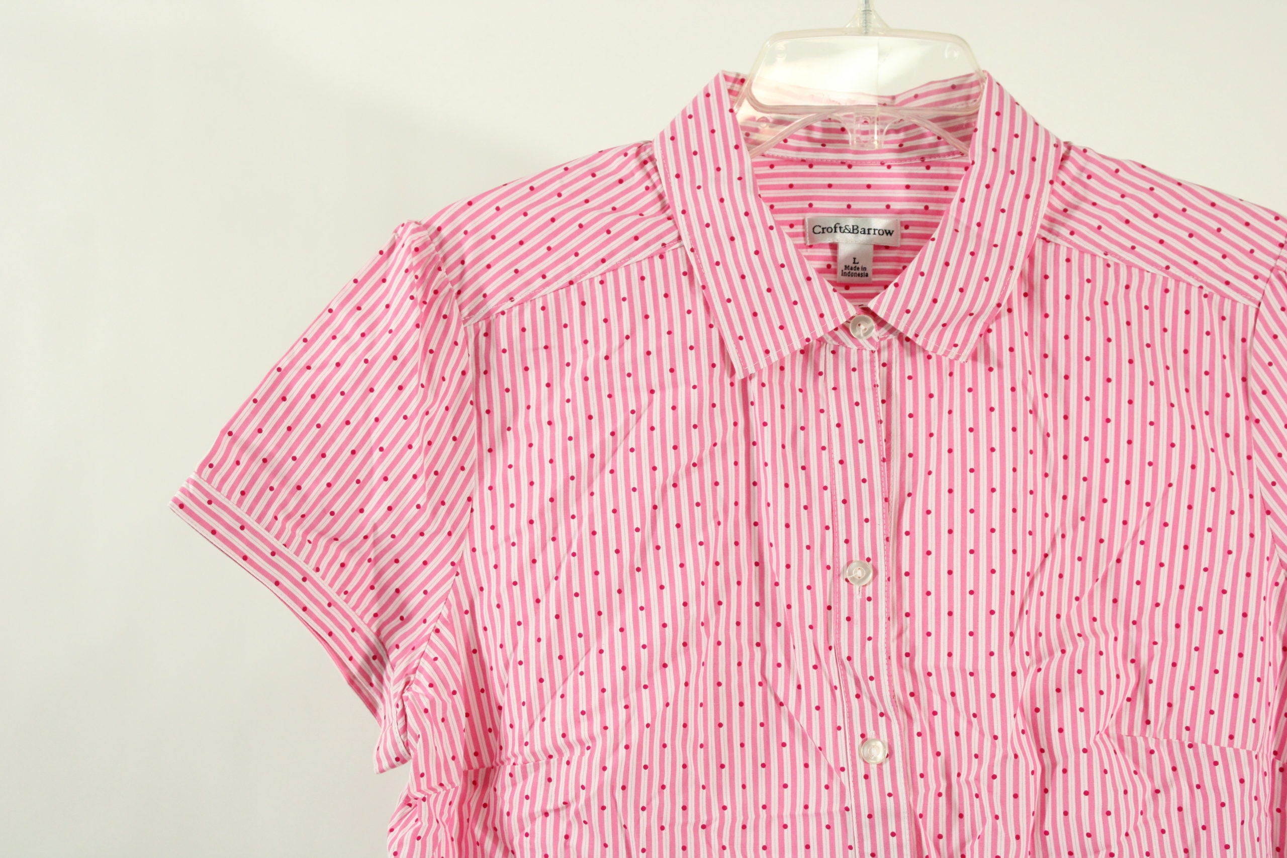Croft&Barrow Pink Striped button Down Shirt | Size L