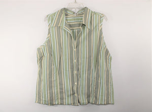 Old Navy Perfect Fit Stretch Green Striped Top | XL