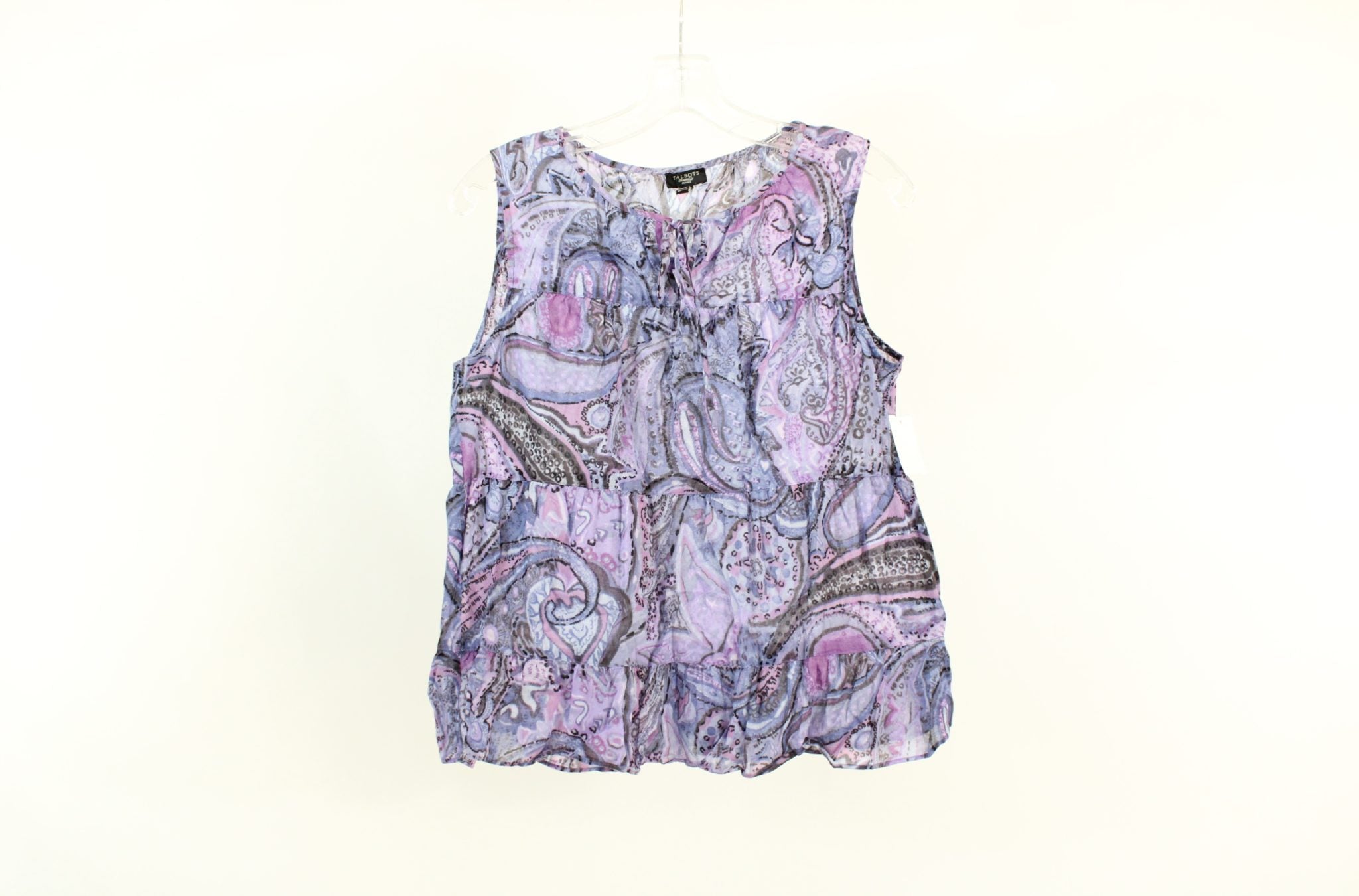 Talbots Purple Tiered Paisley Top | Size S