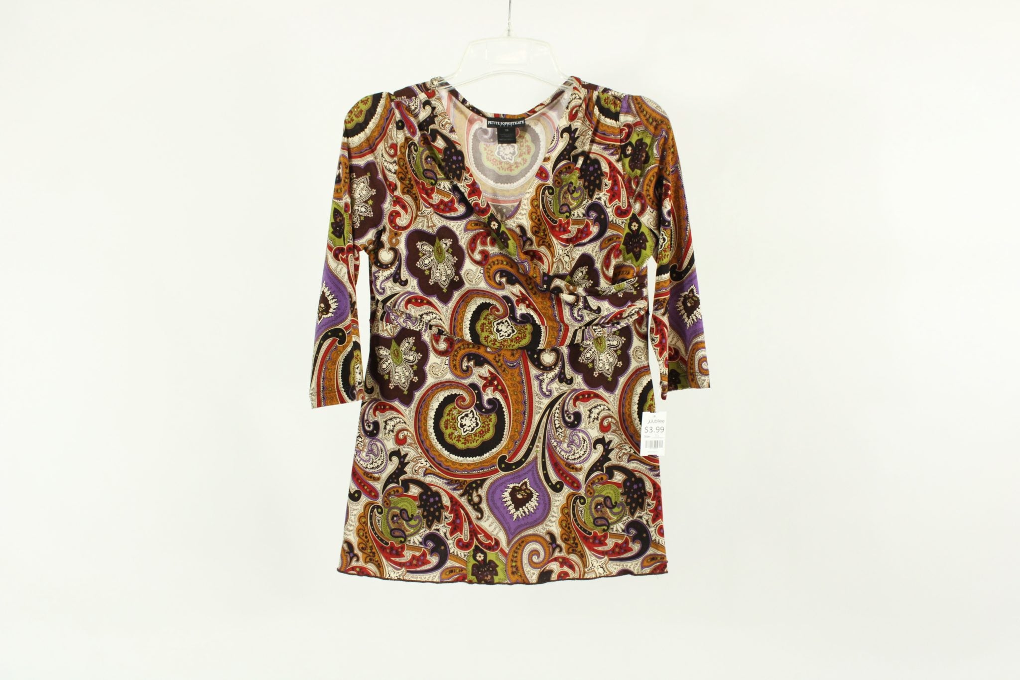Petite Sophisticate Colorful Paisley Top | Size XS