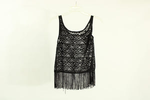 RollaCoster Black Tassel Top | Size S