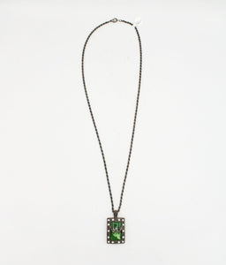 Black Metal Green Pendant Necklace
