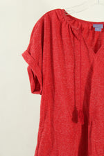 Laura Scott Red Heathered Embroidered Top | Size L
