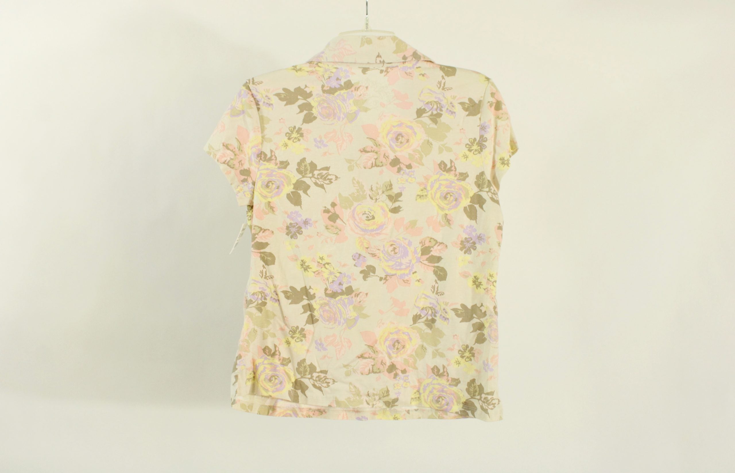 Gloria Vanderbilt Pastel Floral Polo Style Shirt | Size Petite L
