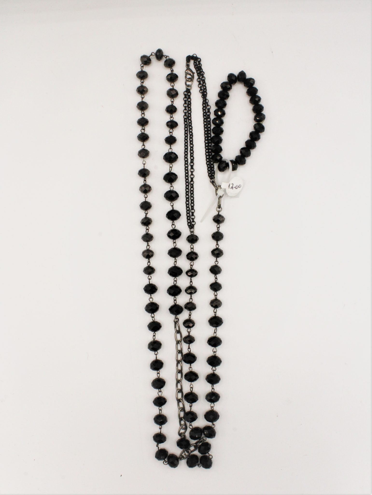Black Beaded Necklace & Bracelet Set