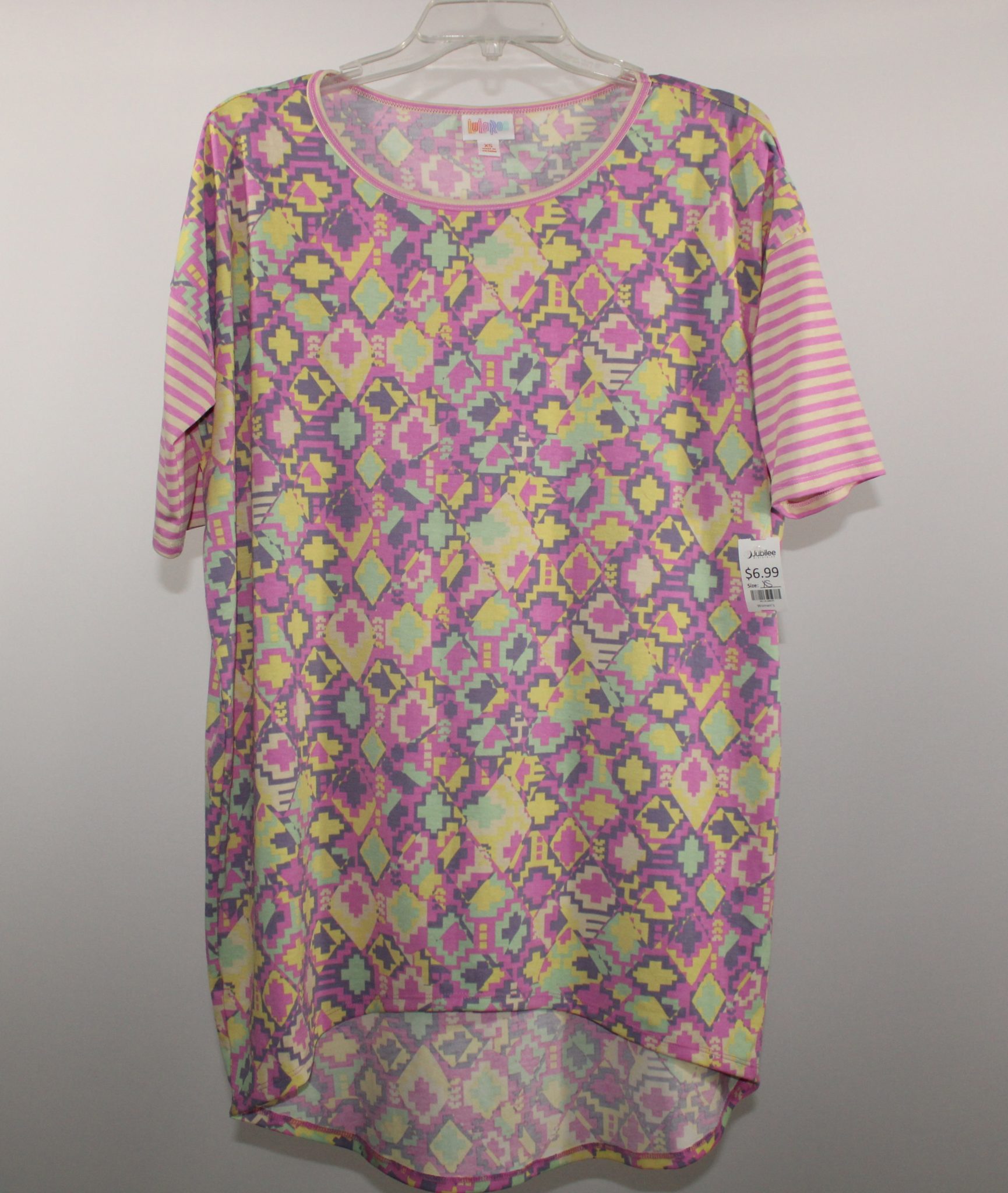 LuLaRoe Pink & Yellow Pattern Shirt | XS