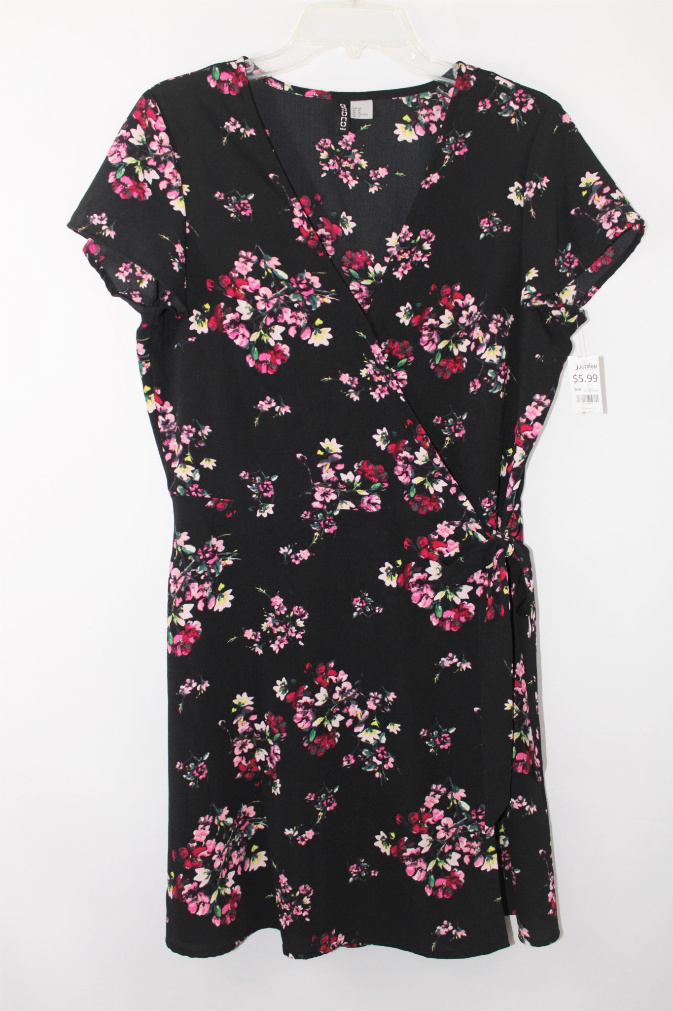 Divided by H&M Black Floral Wrap Dress | L