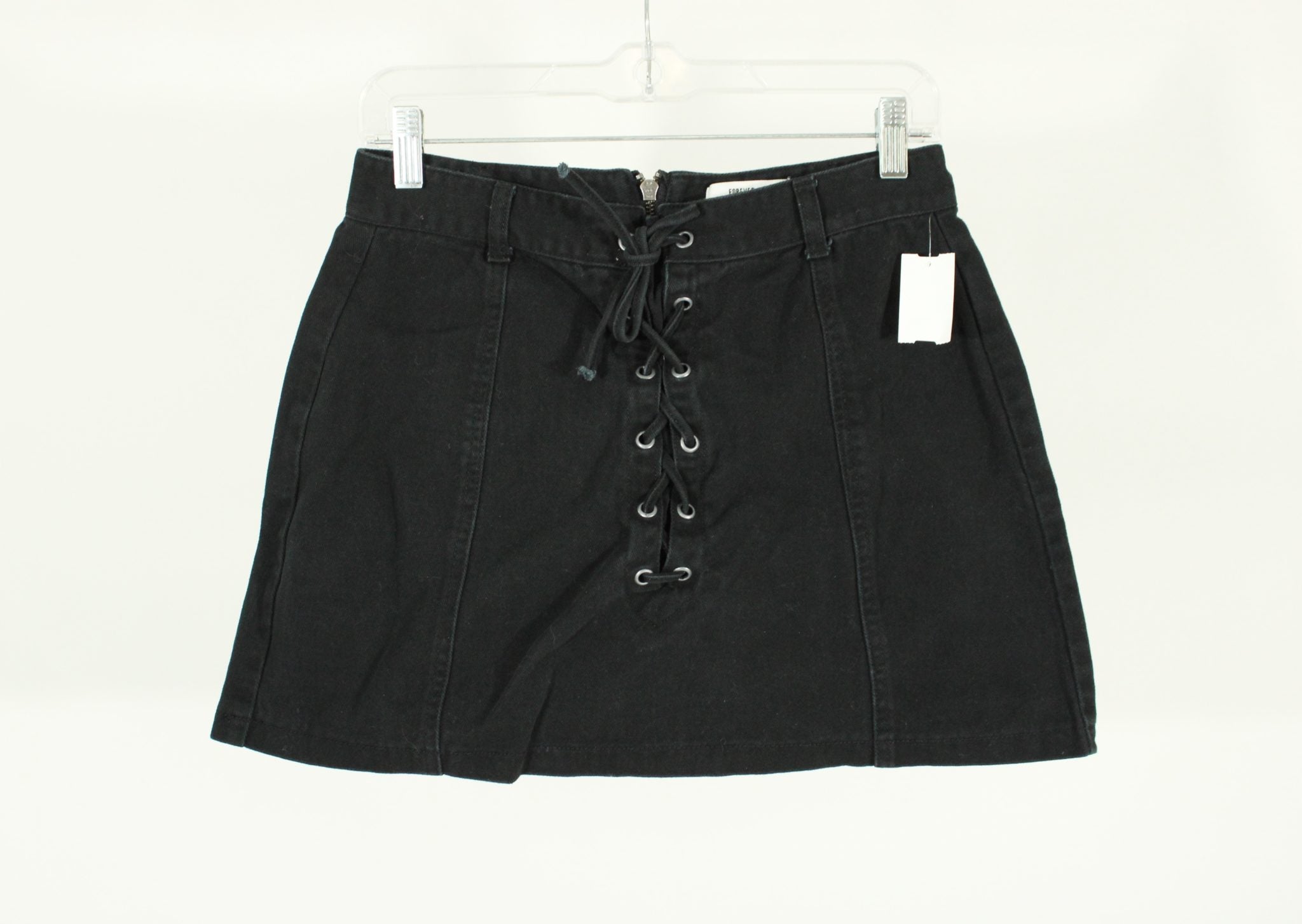 Forever 21 Los Angeles Black Lace Up Denim Skirt | Size 29 (8)