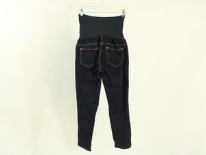 Indigo Blue Dark Wash Denim Maternity Crop Jeans | Size Petite M
