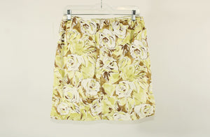 Geoffrey Beene Sport Stretch Yellow Flowered Skirt | Size 6