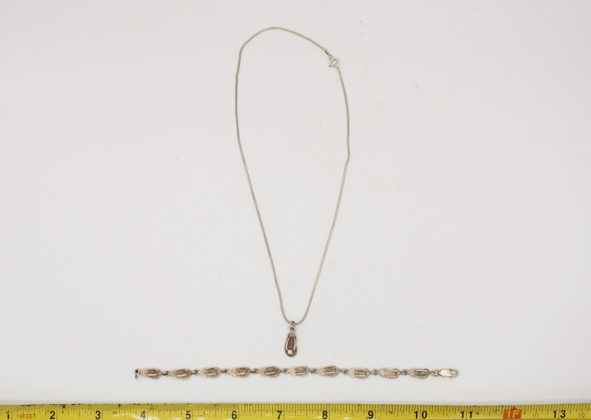 Sterling Silver Sandal Bracelet & Necklace Set