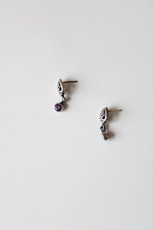 Amethyst Purple Sterling Silver Stud Earrings