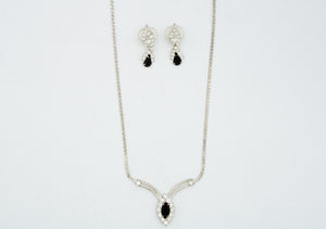 Black Stone Necklace & Earrings