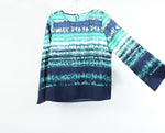 Milano Blue Patterned Long Sleeved Blouse | M