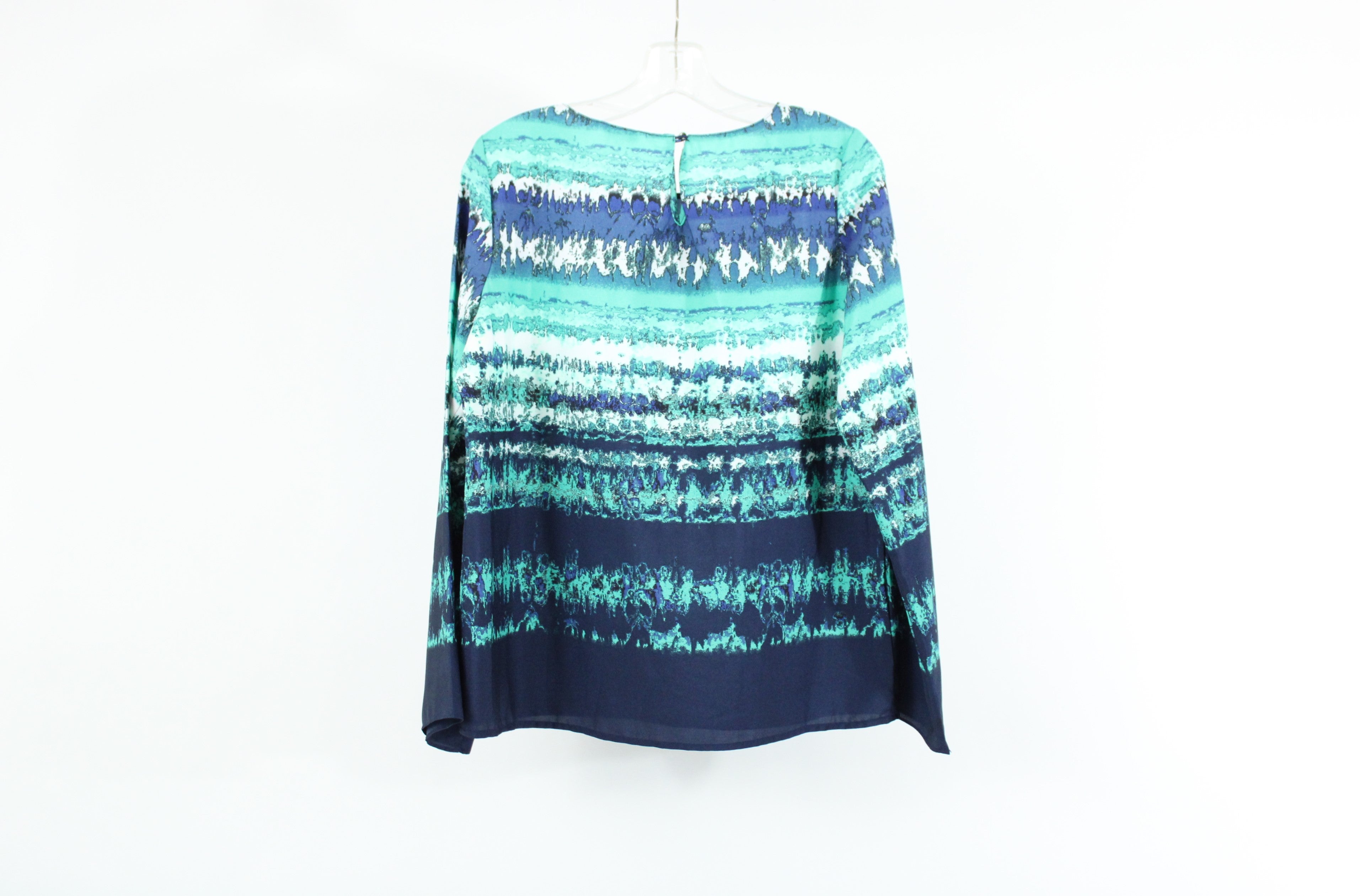 Milano Blue Patterned Long Sleeved Blouse | M
